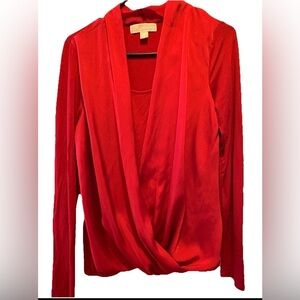 Michael Kors‎ women’s Red Long Sleeve Wrap Blouse size Small